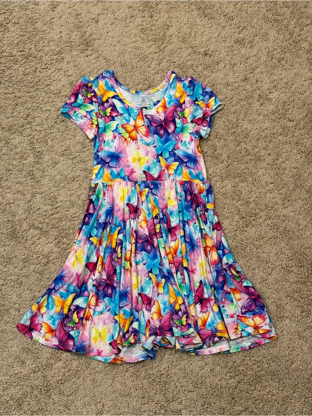 Girls' Butterfly Print Twirl Dress - Multi
